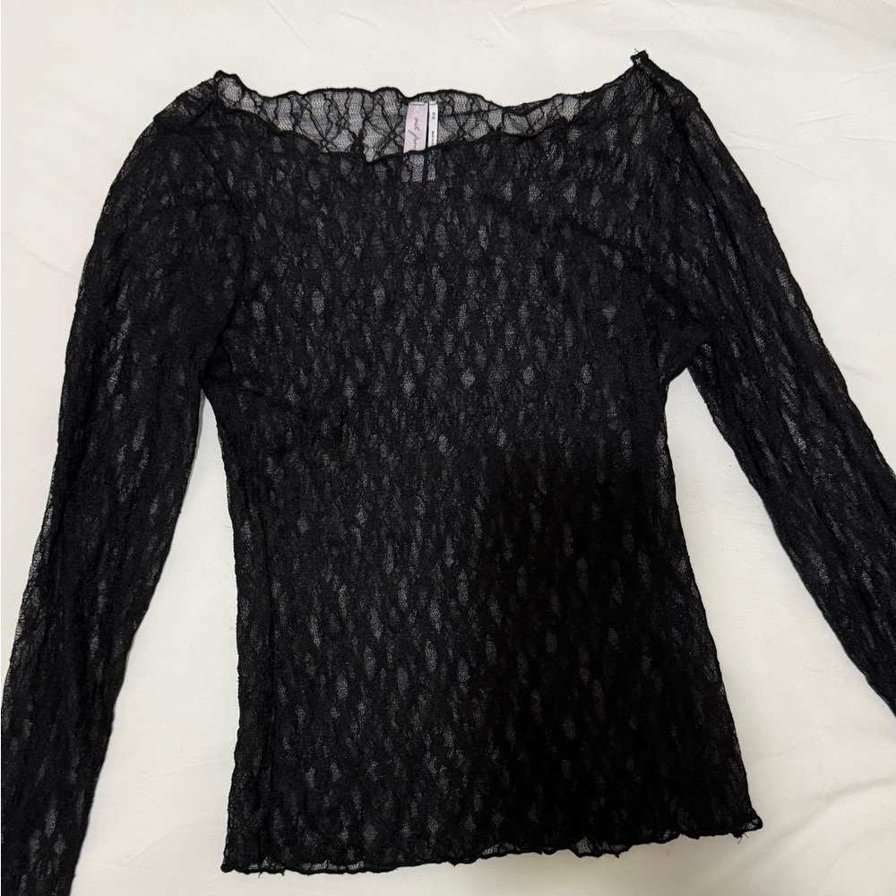 Urban Outfitters Black Lace Long Sleeve Top